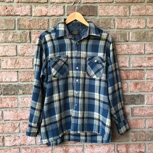 Blue and Yellow button down Flannel (L)